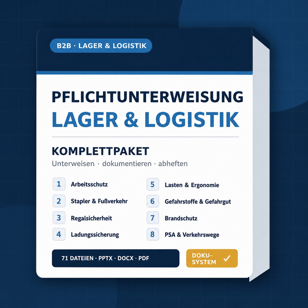 Pflichtunterweisungs-Komplettpaket Lager und Logistik mit acht Modulen